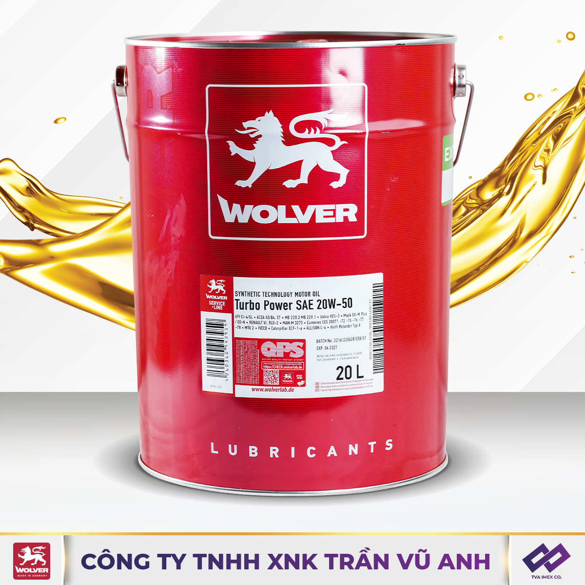 WOLVER TURBO POWER 20W50 CI-4 20L